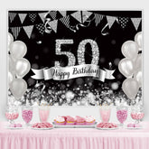 Funkeln Silber Luftballons 50 Glücklich Geburtstag Hintergrund
